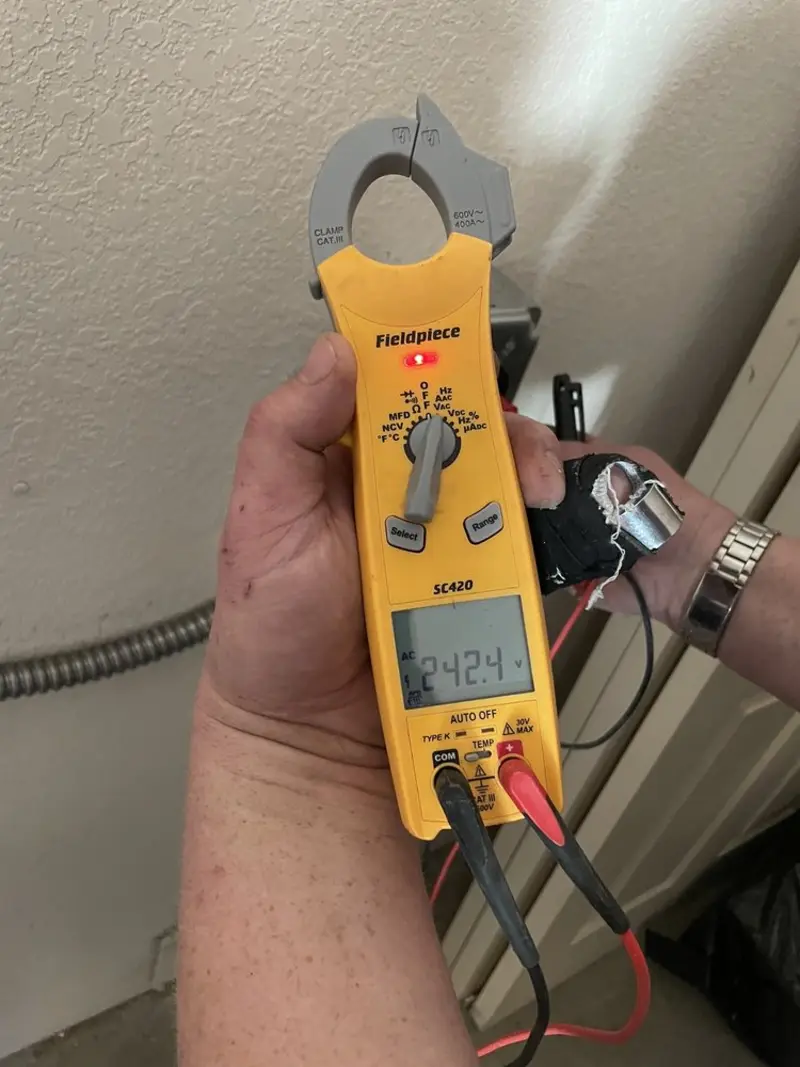 Voltage testing with clamp meter during Generator Installation in Coarsegold
